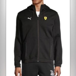 Puma Black Full-Zip Hoodie with Yellow Badge